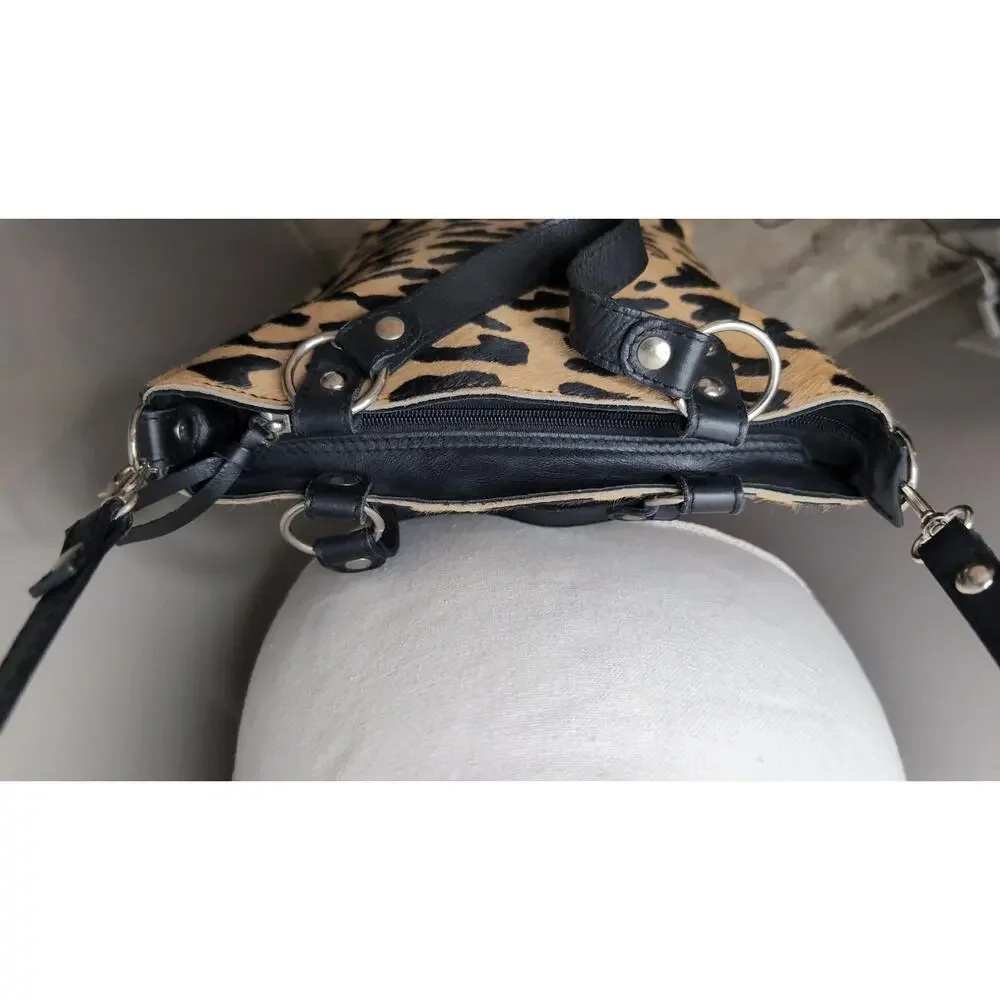 Maurizio Taiuti calf hair leopard leather convertible crossbody Italy - Picture 5 of 12